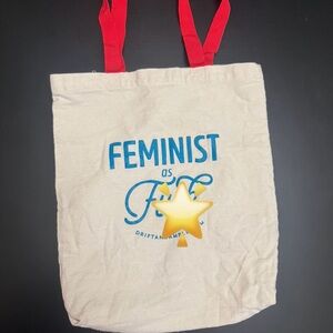 Canvas Tote Bag with Red Handles